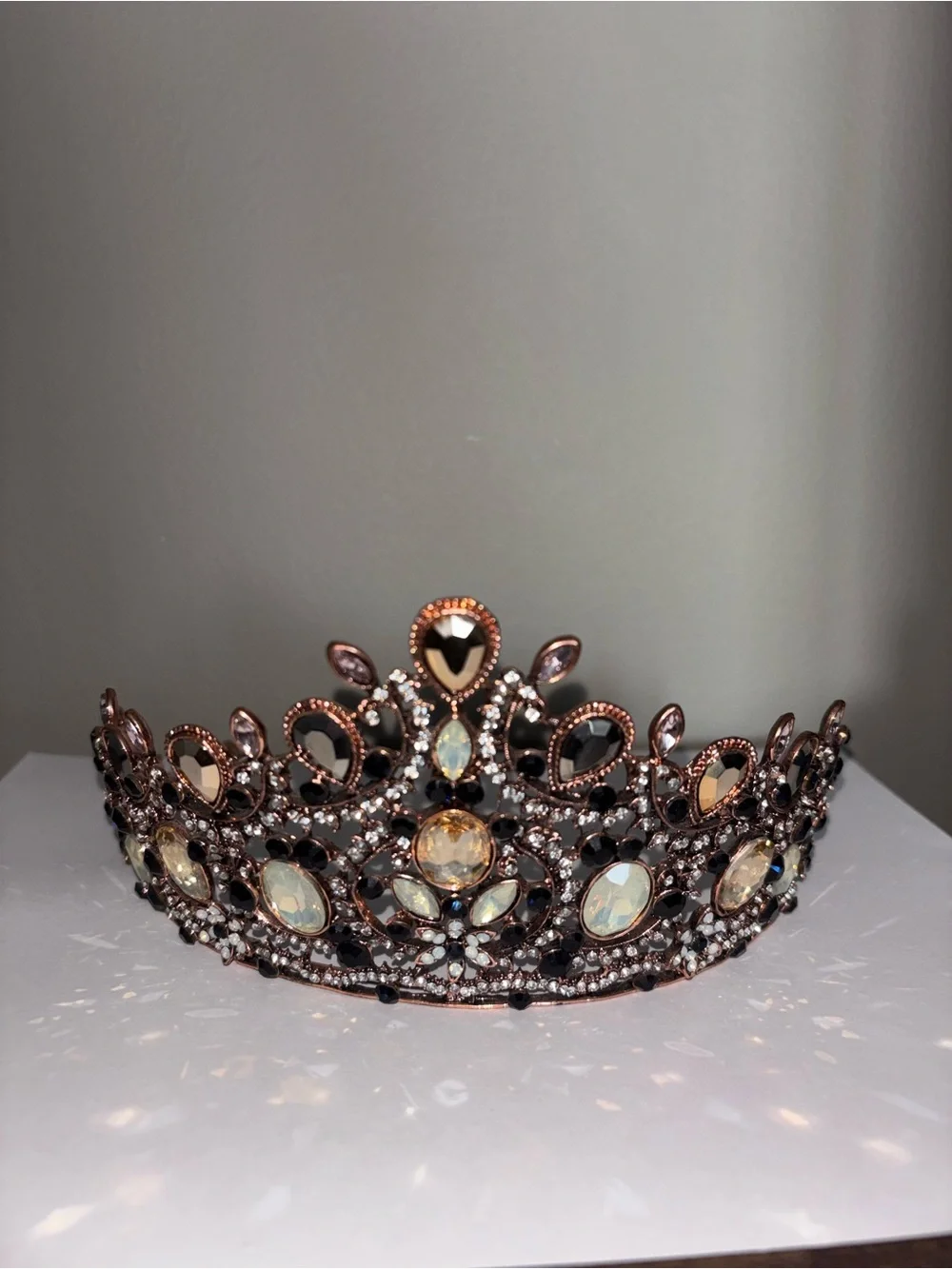 Wedding Crown Blue Crystal Crowns and Tiaras for Women and Girls Gold
